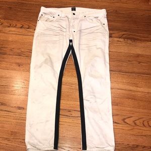 PRPS white distressed jeans with black stripes